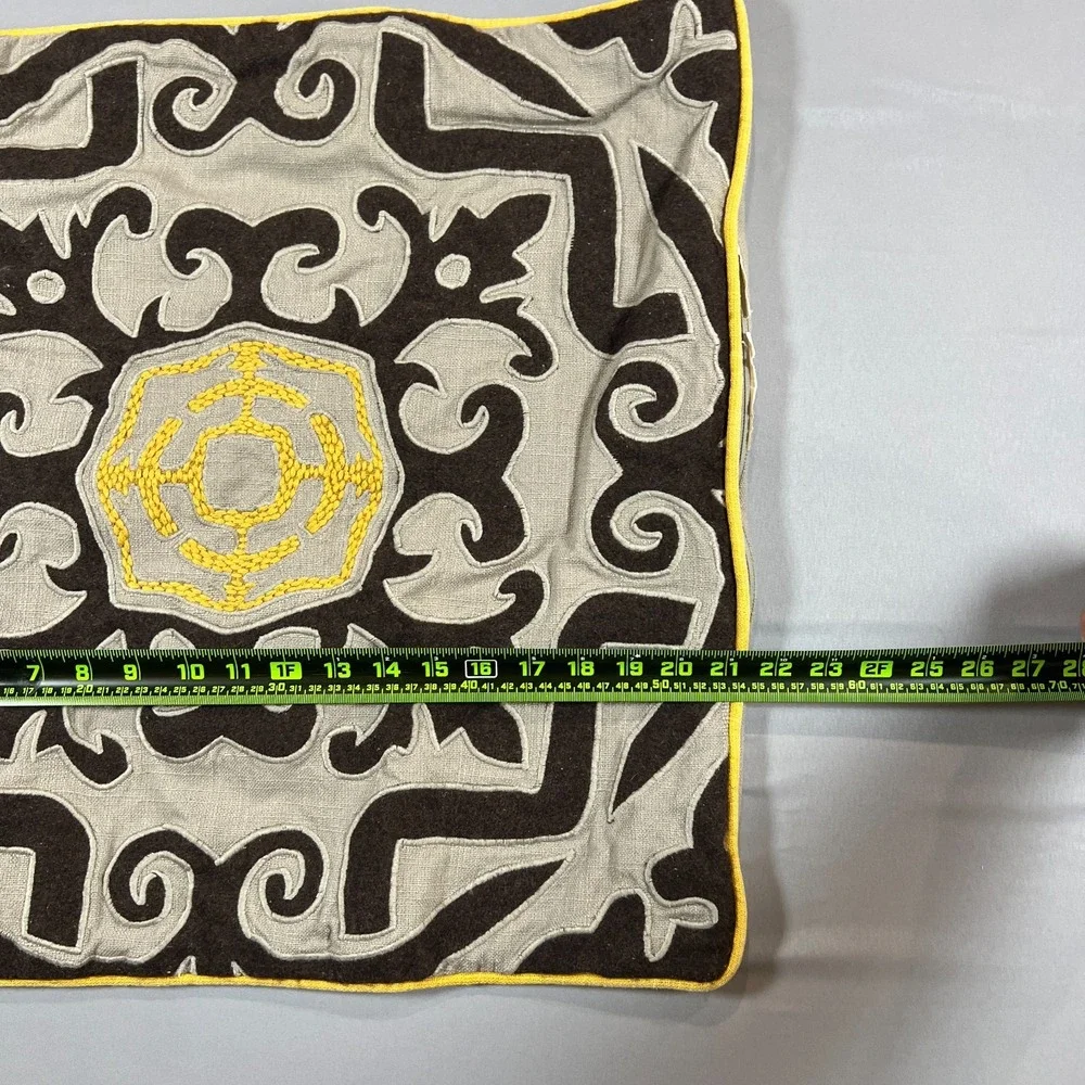 Villa Cushion Cover Standard Multicolor Geometric Embroidered Cotton Square